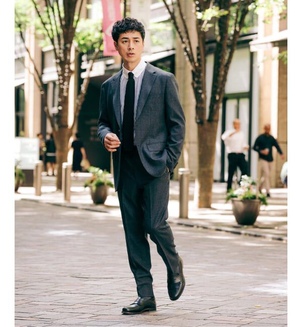 EDIFICE「SUPER 120&rsquo;s ウールサキソニー テーパードパンツ【セットアップ着用可能】」|スラックス|