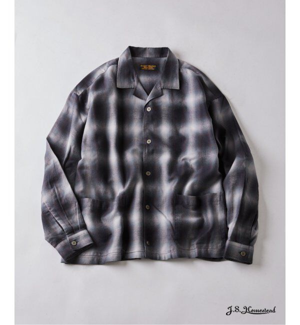J.S.Homestead「J.S.Homestead / リラックス オンブレ オープン カラー シャツ」|シャツ・ブラウス|グレー
