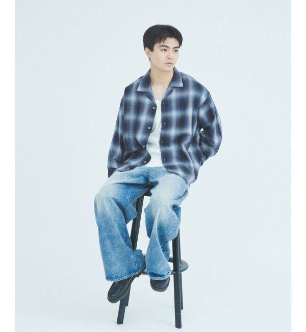 J.S.Homestead「J.S.Homestead / リラックス オンブレ オープン カラー シャツ」|シャツ・ブラウス|