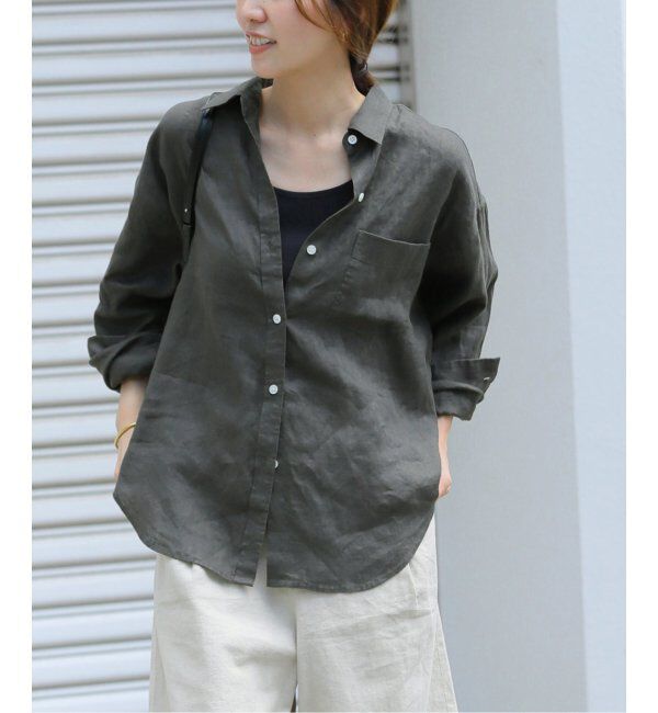 JOURNAL STANDARD relume「《追加2》手洗い可 / カラーリネンオーバーサイズシャツ」|シャツ・ブラウス|グレー