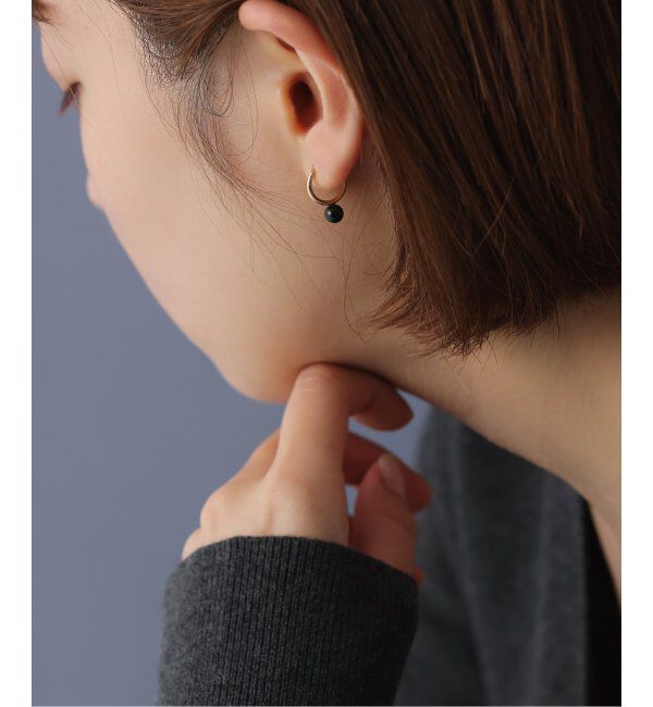 Lilas by Spick&Span「《WEB限定》オニキスフープピアスM K10（両耳）」|ピアス|