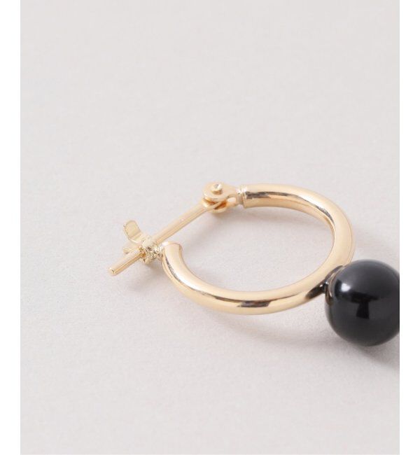 Lilas by Spick&Span「《WEB限定》オニキスフープピアスM K10（両耳）」|ピアス|