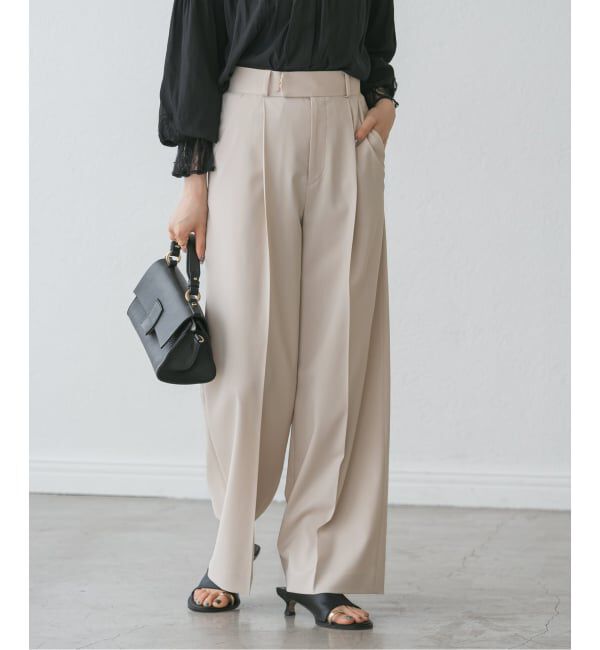 NOBLE「《追加》【洗える】エステルツイルストレッチスラックスパンツ 8」|スラックス|