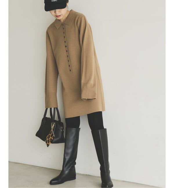 Spick and Span「ポロシャツチュニックニットワンピ」|ワンピース|
