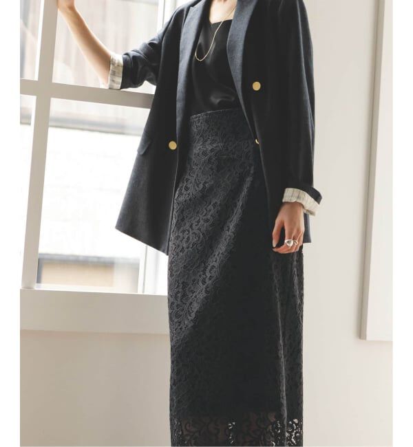 NOBLE「《追加 / WEB+一部店舗限定》リバーレースIラインスカート」|スカート|