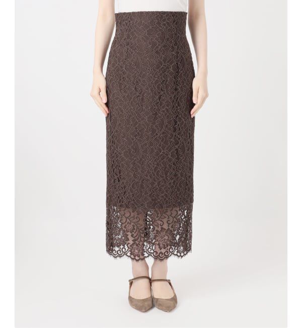 NOBLE「《追加 / WEB+一部店舗限定》リバーレースIラインスカート」|スカート|