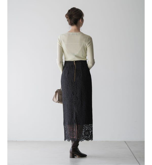 NOBLE「《追加 / WEB+一部店舗限定》リバーレースIラインスカート」|スカート|