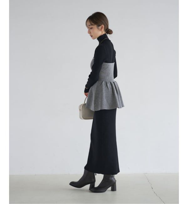 NOBLE「《WEB限定カラー・追加》RY/PLリブハイネックロングワンピース」|ワンピース|