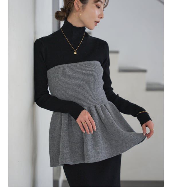 NOBLE「《WEB限定カラー・追加》RY/PLリブハイネックロングワンピース」|ワンピース|