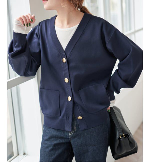 Spick and Span「《一部店舗+WEB限定予約》ウォッシャブルVネックカーディガン」|カーディガン|ネイビー