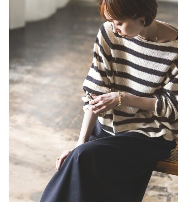 NOBLE「《WEB限定追加予約》ペーパーヤーン裏天竺プルオーバー」|ニット・セーター|