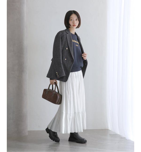  「【洗える】ローン箔加工ティアードスカート」|スカート|