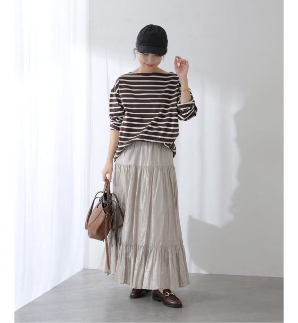  「【洗える】ローン箔加工ティアードスカート」|スカート|
