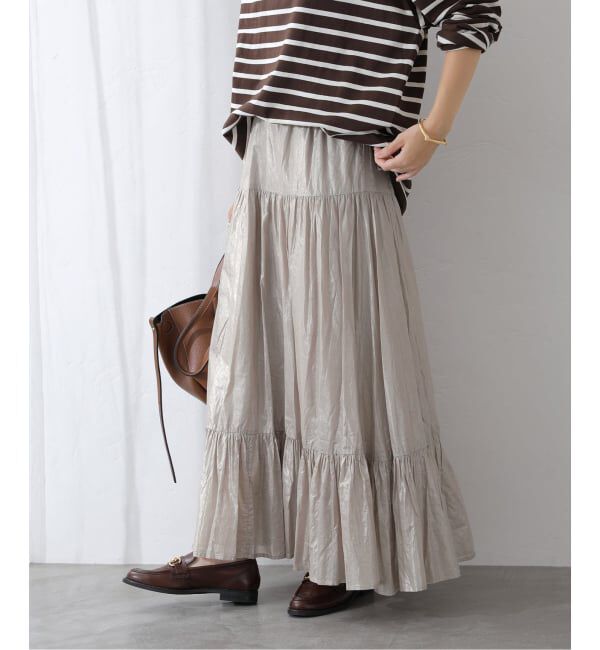  「【洗える】ローン箔加工ティアードスカート」|スカート|