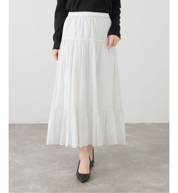  「【洗える】ローン箔加工ティアードスカート」|スカート|