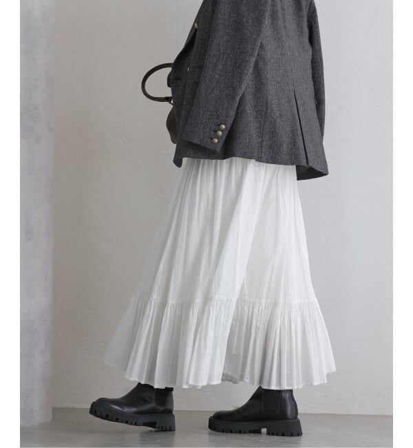  「【洗える】ローン箔加工ティアードスカート」|スカート|