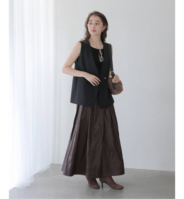  「【洗える】ウォッシャブルレザーライクスカート」|スカート|