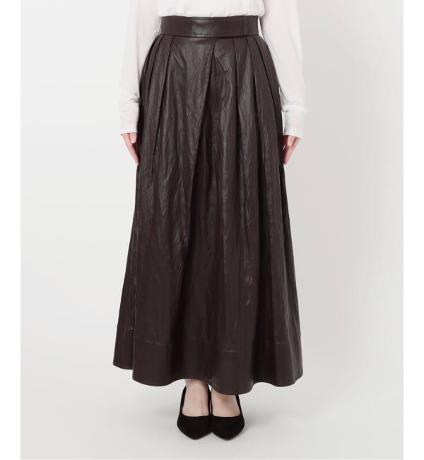  「【洗える】ウォッシャブルレザーライクスカート」|スカート|