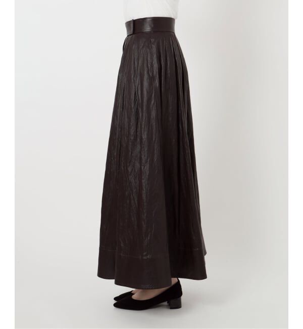  「【洗える】ウォッシャブルレザーライクスカート」|スカート|