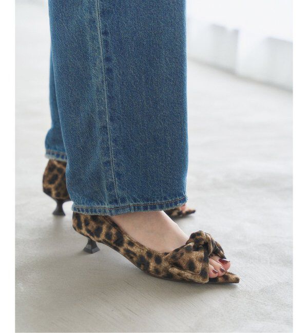  「3.5cmポインテッドリボンオープントゥパンプス」|パンプス|