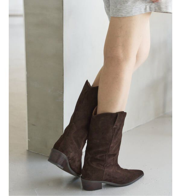  「《追加2》3.5cmレザーウエスタンブーツ」|ロングブーツ|