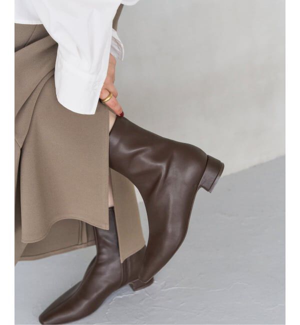  「《追加》3cmフレンチスクエアフィットショートブーツ」|ショートブーツ|