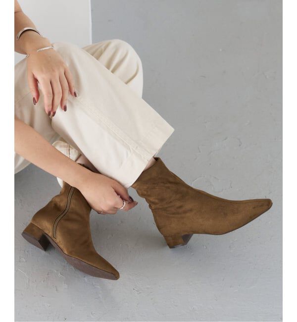  「《追加》3cmフレンチスクエアフィットショートブーツ」|ショートブーツ|キャメル