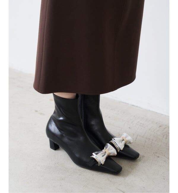  「4.5cm2WAYリボンショートブーツ」|ショートブーツ|