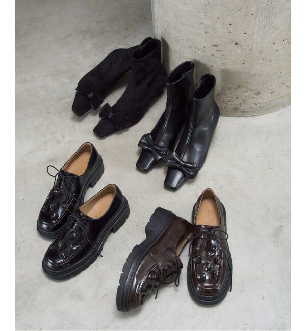  「4.5cm2WAYリボンショートブーツ」|ショートブーツ|