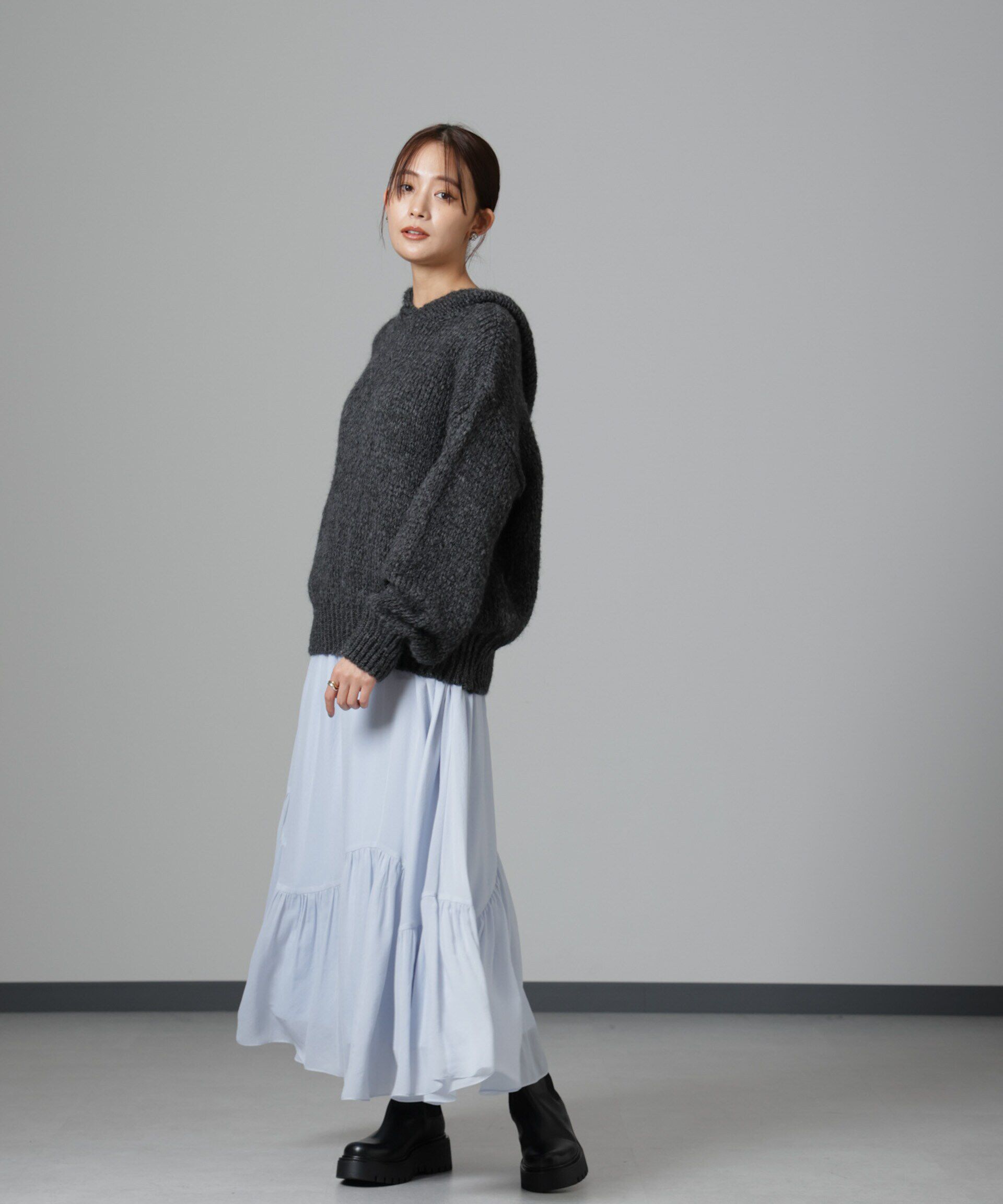 nano･universe「アシメティアードシフォンギャザースカート」|スカート|