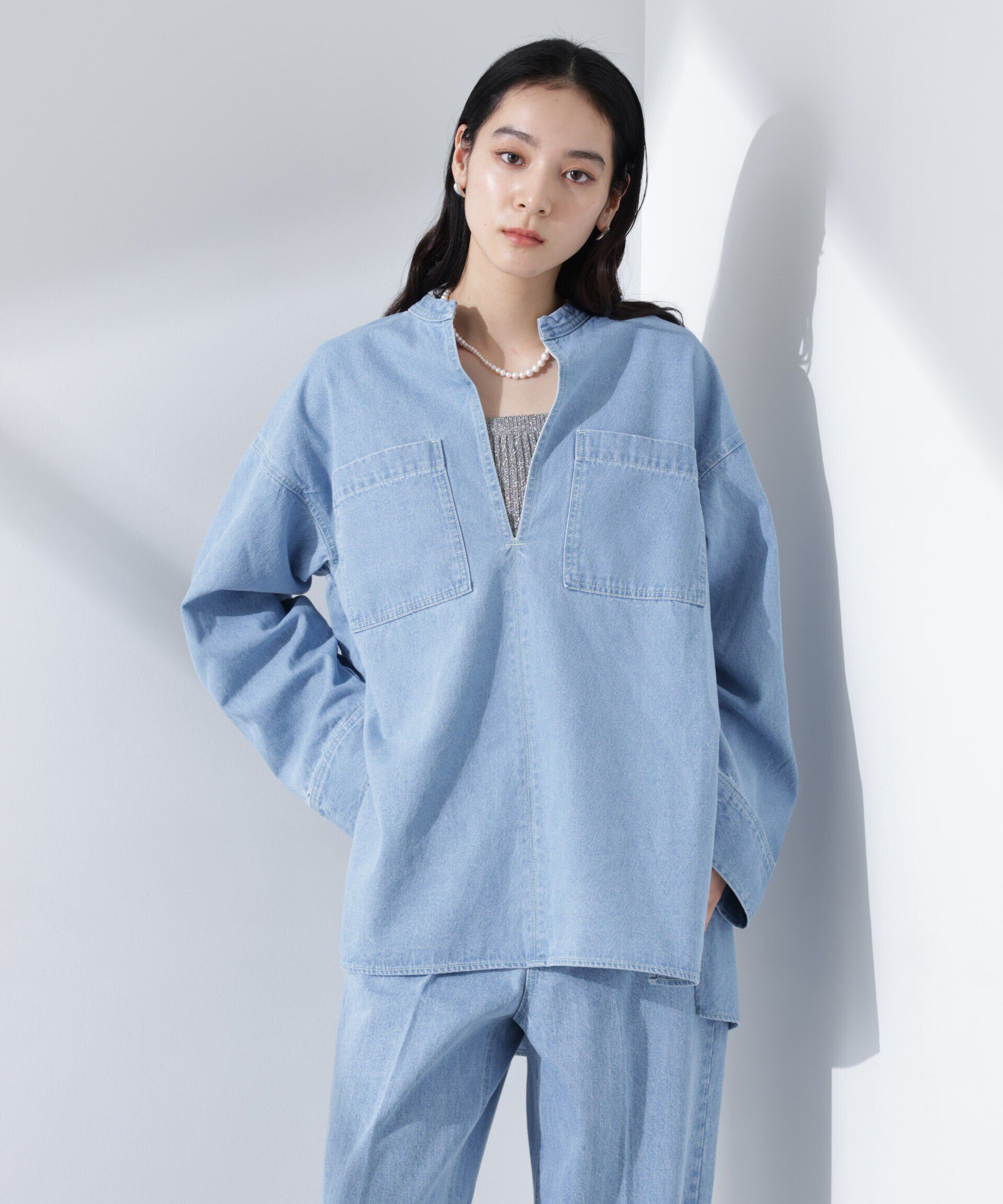 nano･universe「デニムポケットプルオーバー（セットアップ可）」|シャツ・ブラウス|