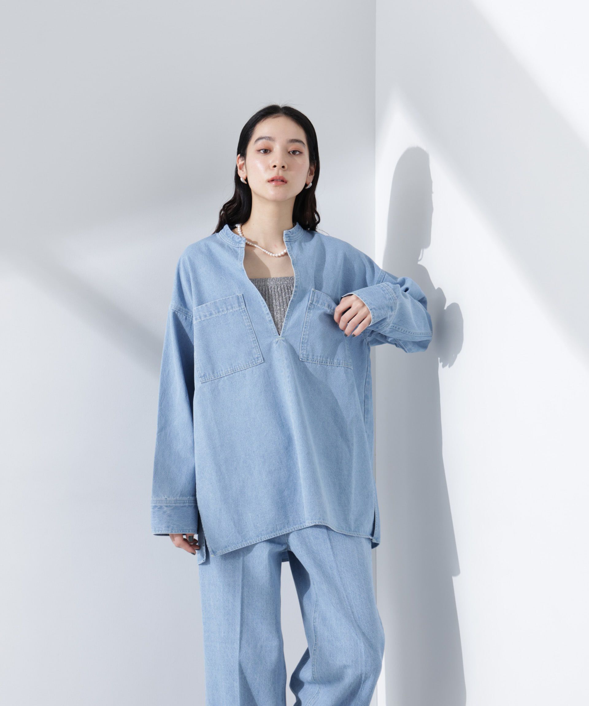 nano･universe「デニムポケットプルオーバー（セットアップ可）」|シャツ・ブラウス|