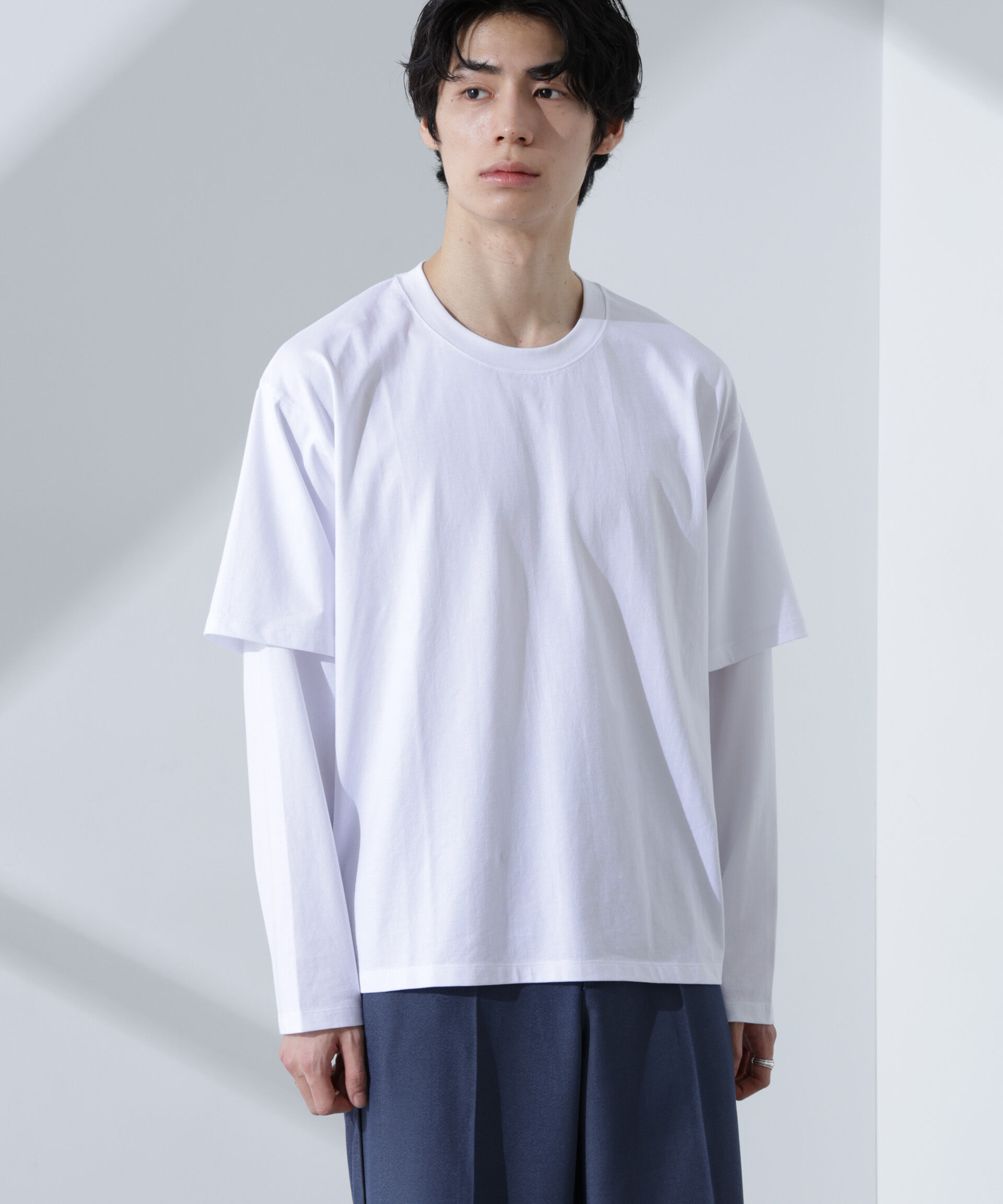 nano･universe「WEB限定/フェイクレイヤードTシャツ 長袖」|Tシャツ・カットソー|