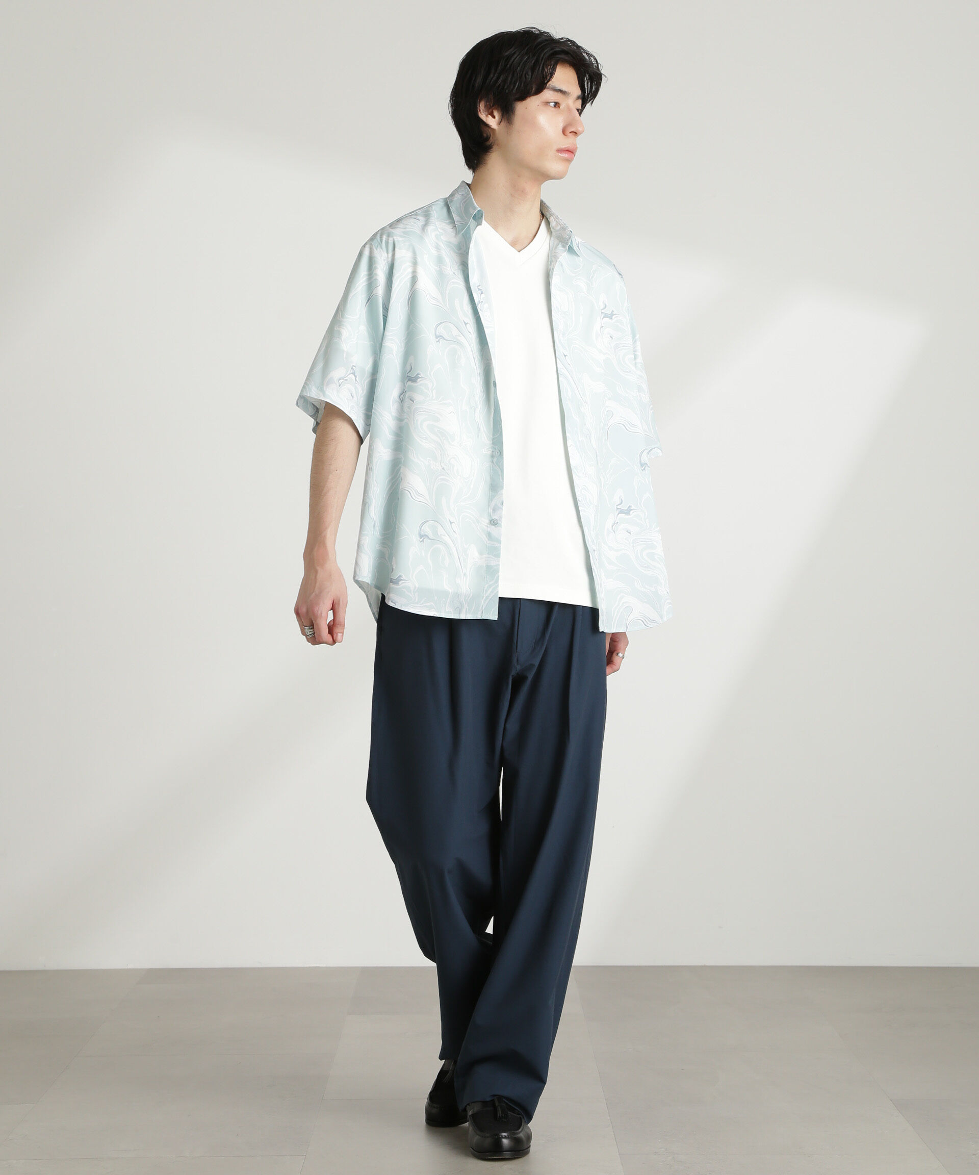 nano･universe「ストレッチワイドイージーパンツ(セットアップ可)」|チノ|