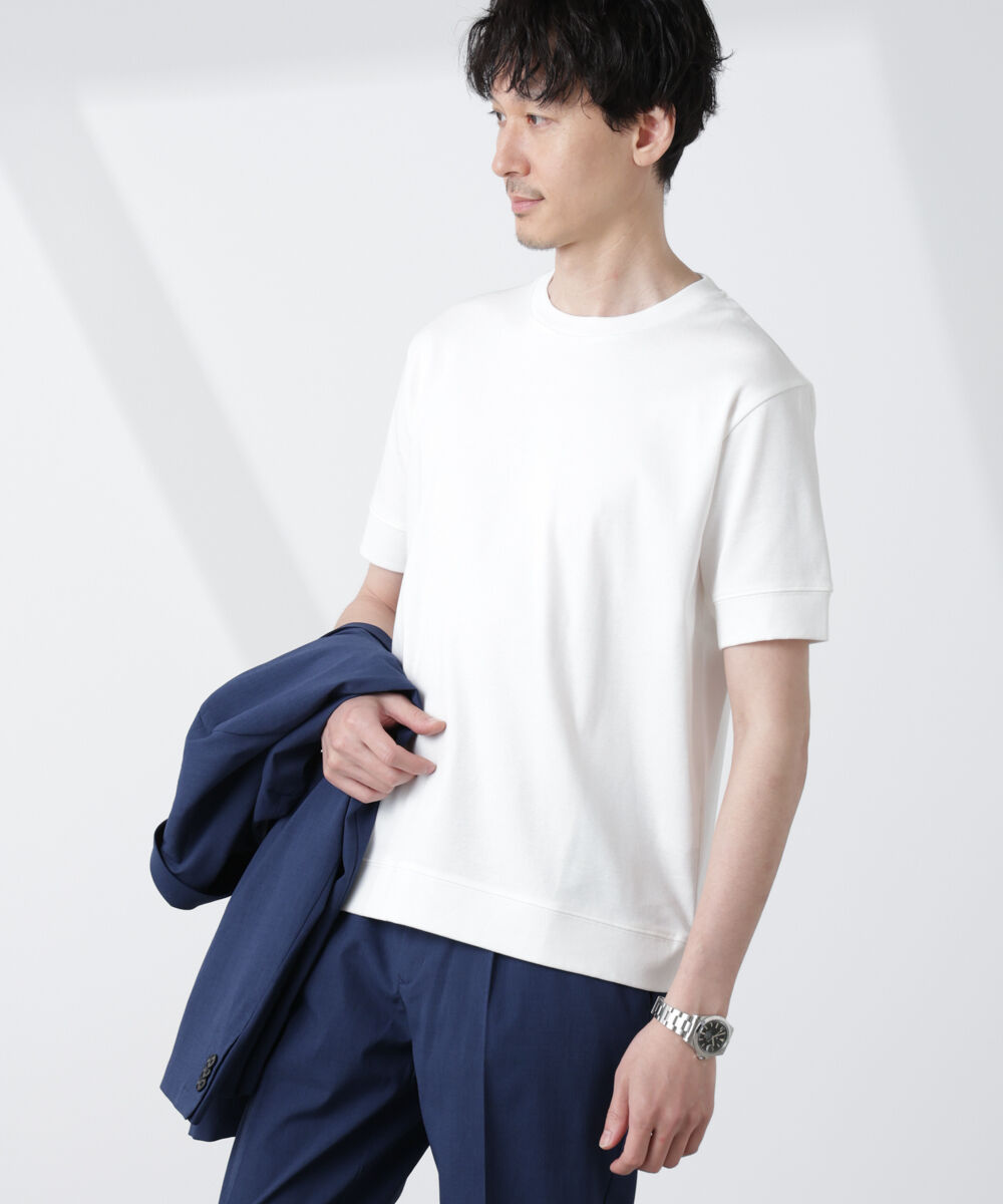 nano･universe「[FORMAL JERSEY]クルーネックカットソー半袖」|Tシャツ・カットソー|ホワイト