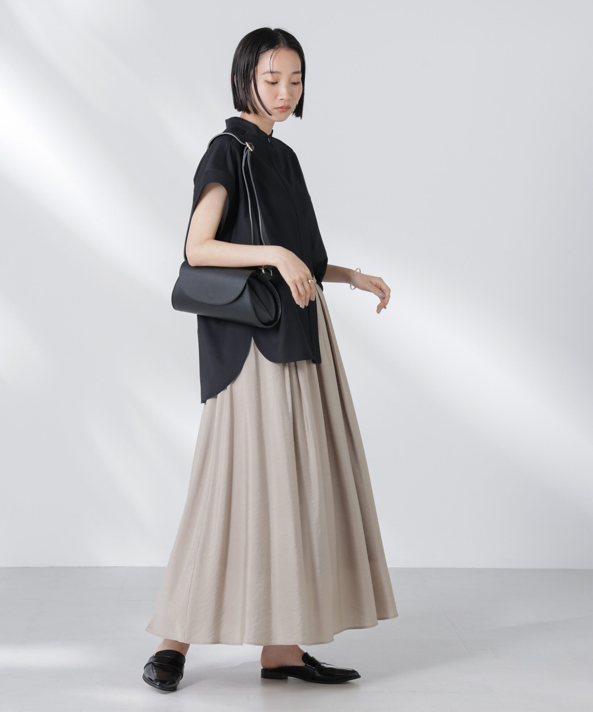 nano･universe「バンドカラーノースリーブシャツ(セットアップ可)」|シャツ・ブラウス|