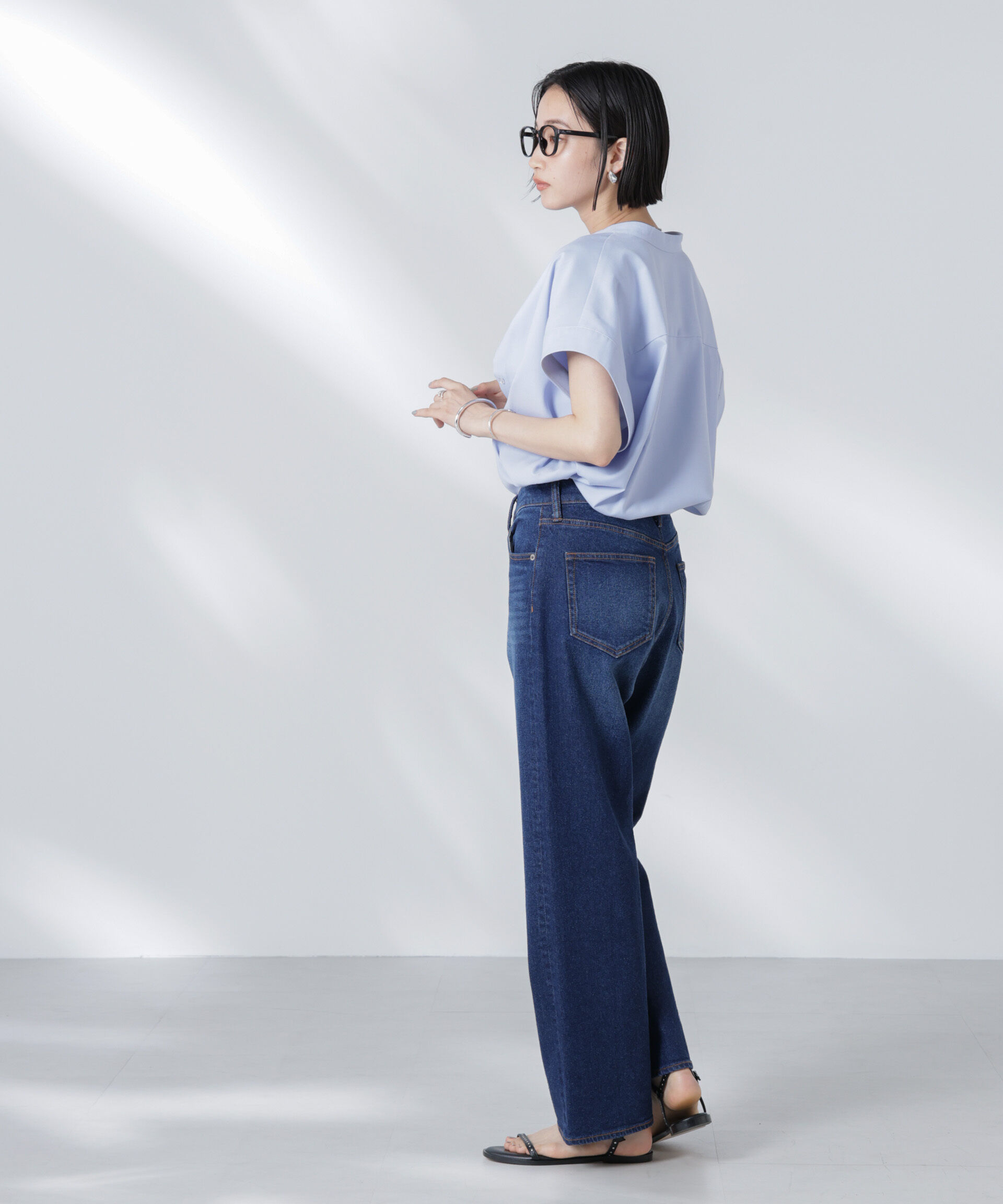 nano･universe「バンドカラーノースリーブシャツ(セットアップ可)」|シャツ・ブラウス|