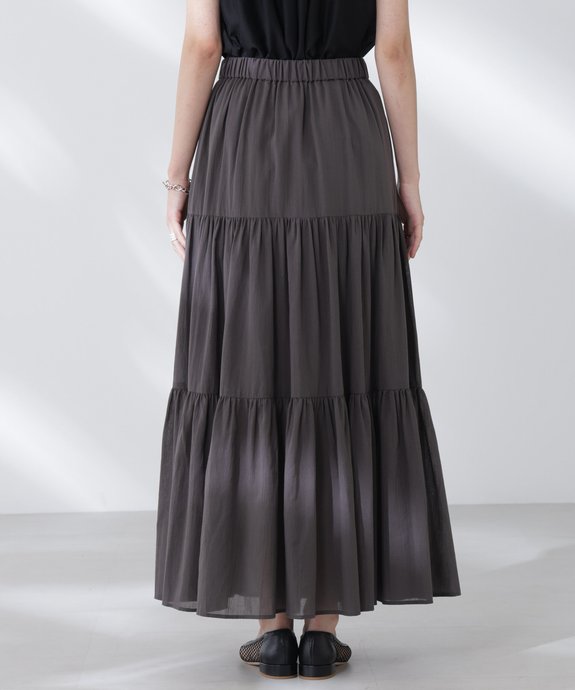 nano･universe「コットンシフォンティアードスカート」|スカート|