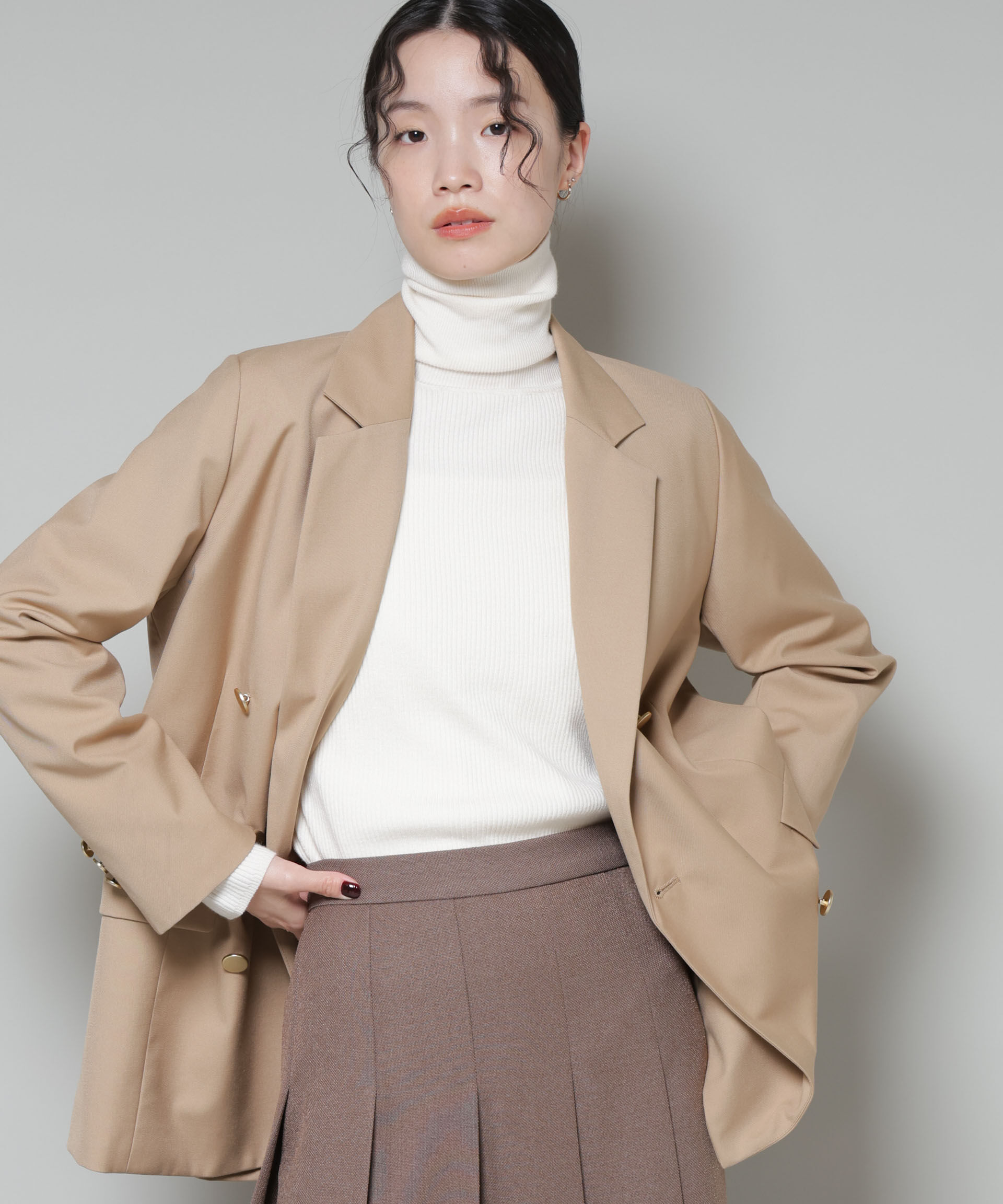 nano･universe「ダブルブレストジャケット」|テーラードジャケット|ベージュ