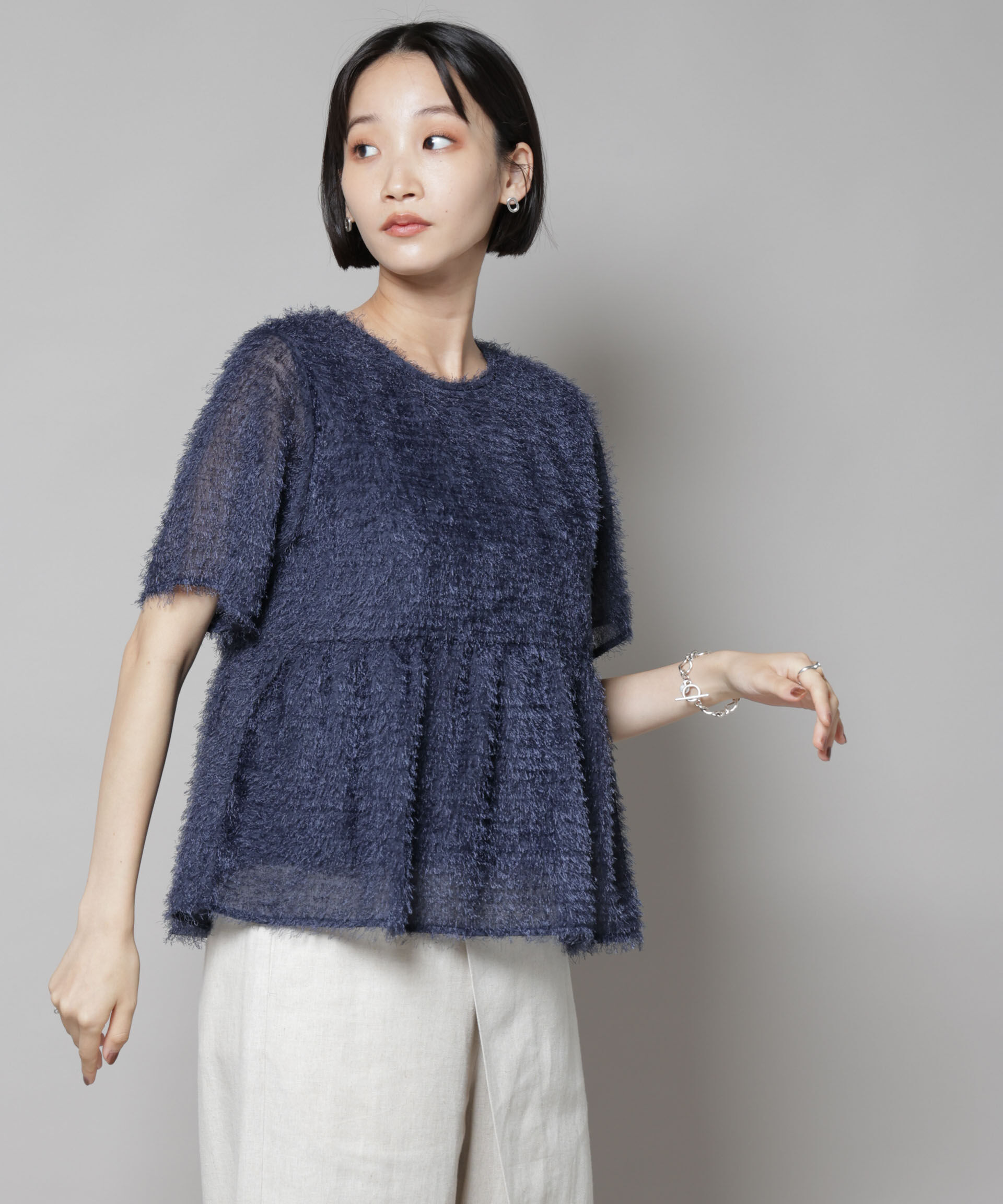 nano･universe「フリンジシフォンギャザーブラウス(セットアップ可)」|シャツ・ブラウス|