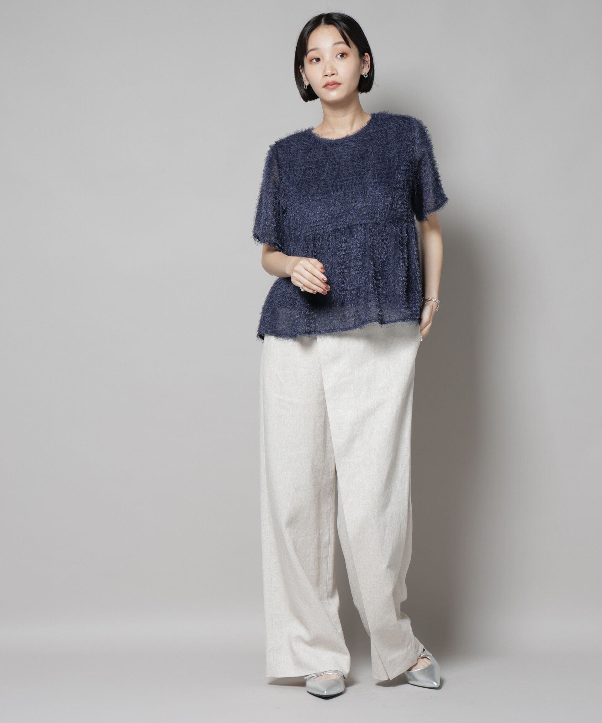 nano･universe「フリンジシフォンギャザーブラウス(セットアップ可)」|シャツ・ブラウス|