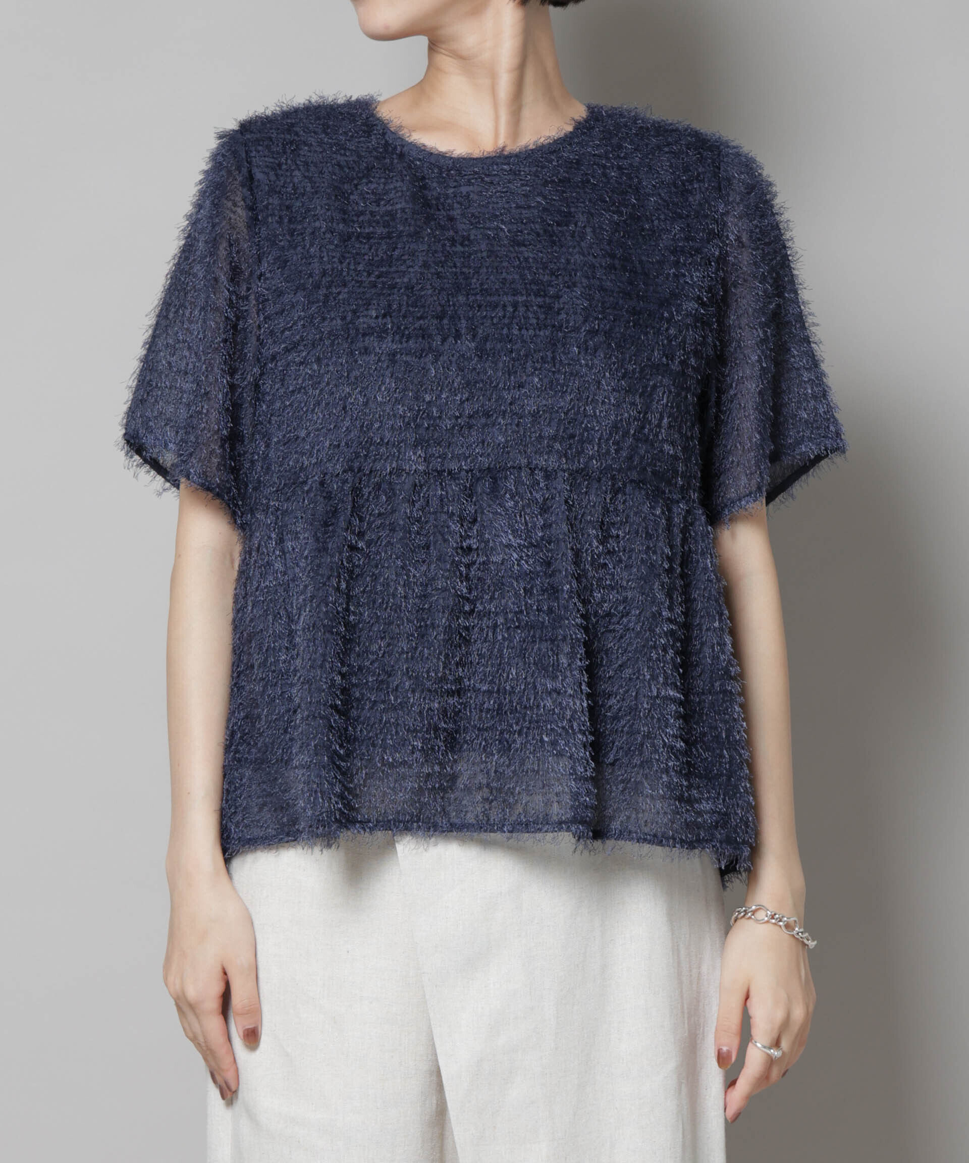 nano･universe「フリンジシフォンギャザーブラウス(セットアップ可)」|シャツ・ブラウス|