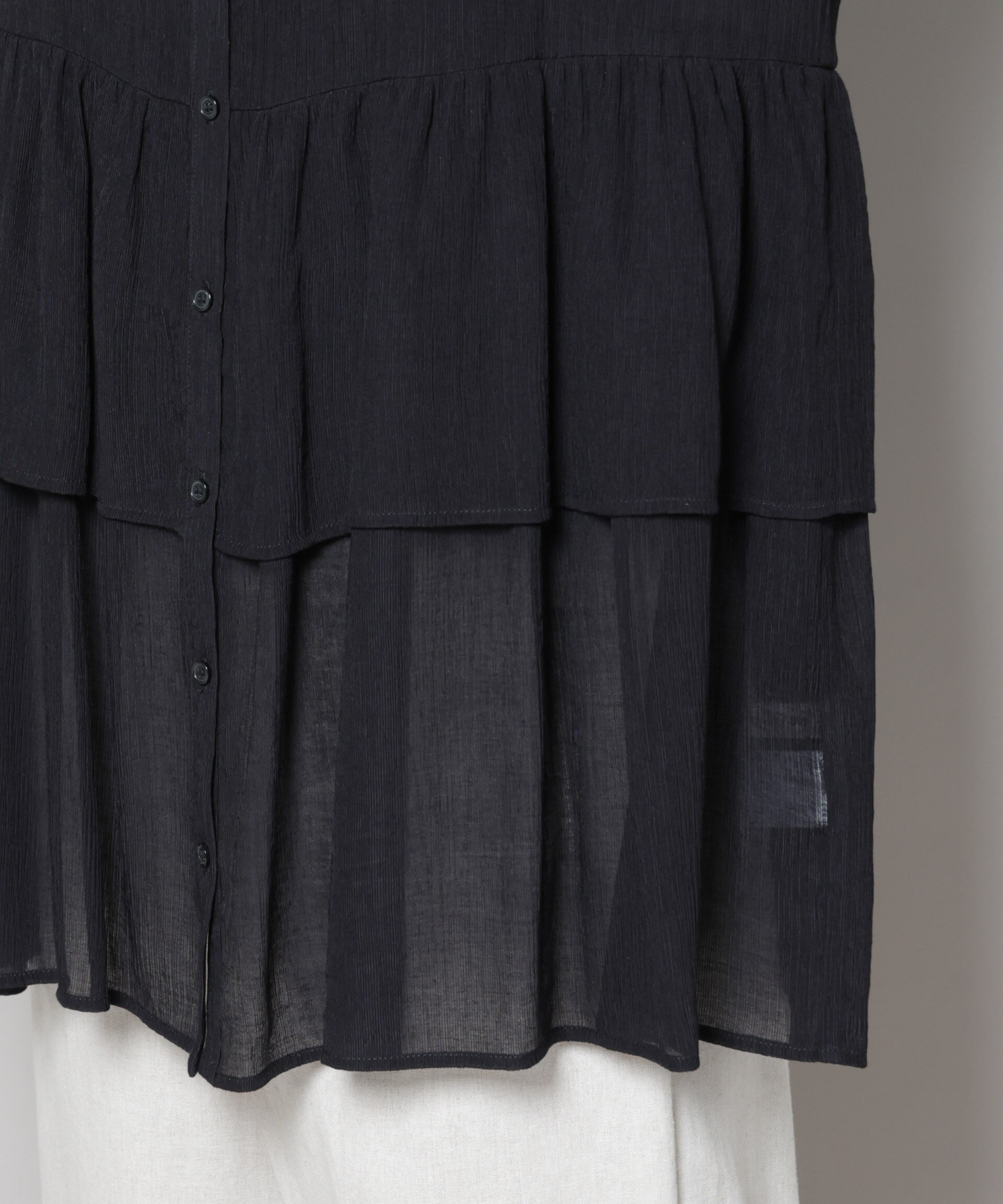 nano･universe「前後2wayシアー楊柳ノースリーブティアードブラウス」|シャツ・ブラウス|