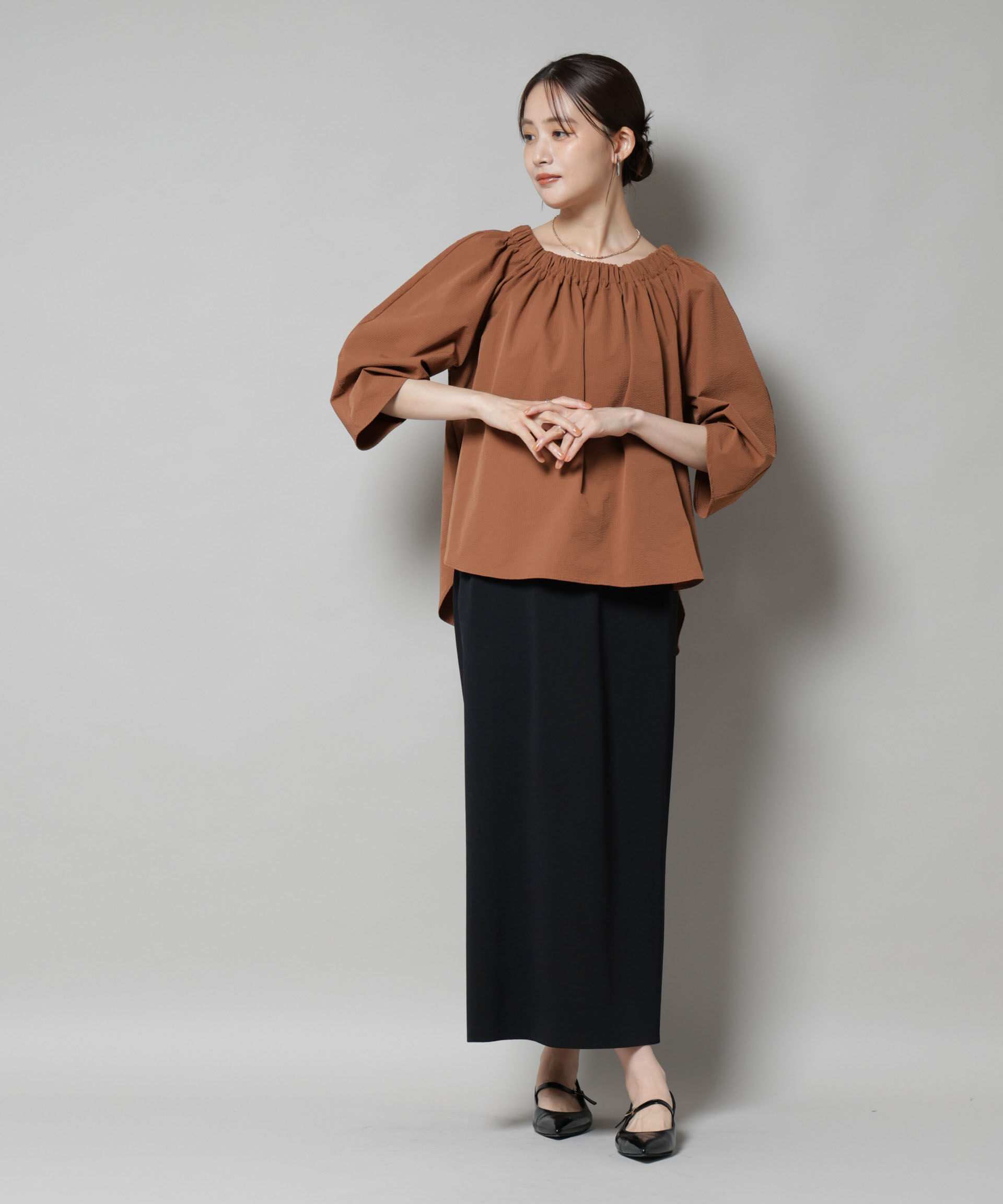 nano･universe「ボリュームギャザータックスリーブブラウス」|シャツ・ブラウス|