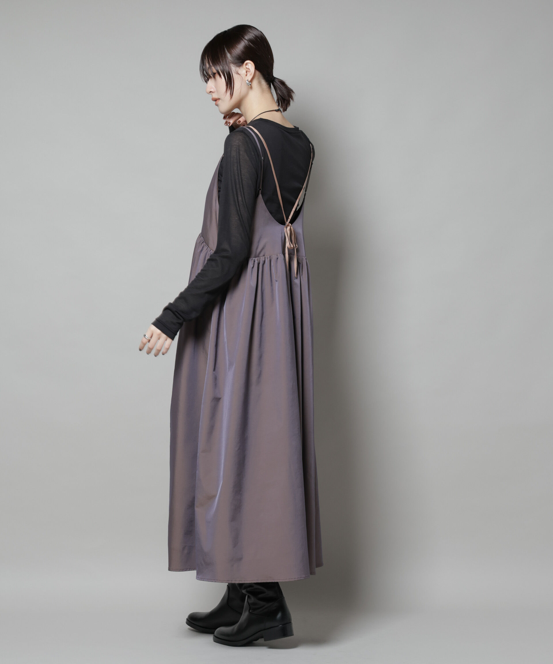 nano･universe「シャンブレータフタキャミレイヤードワンピース」|ワンピース|