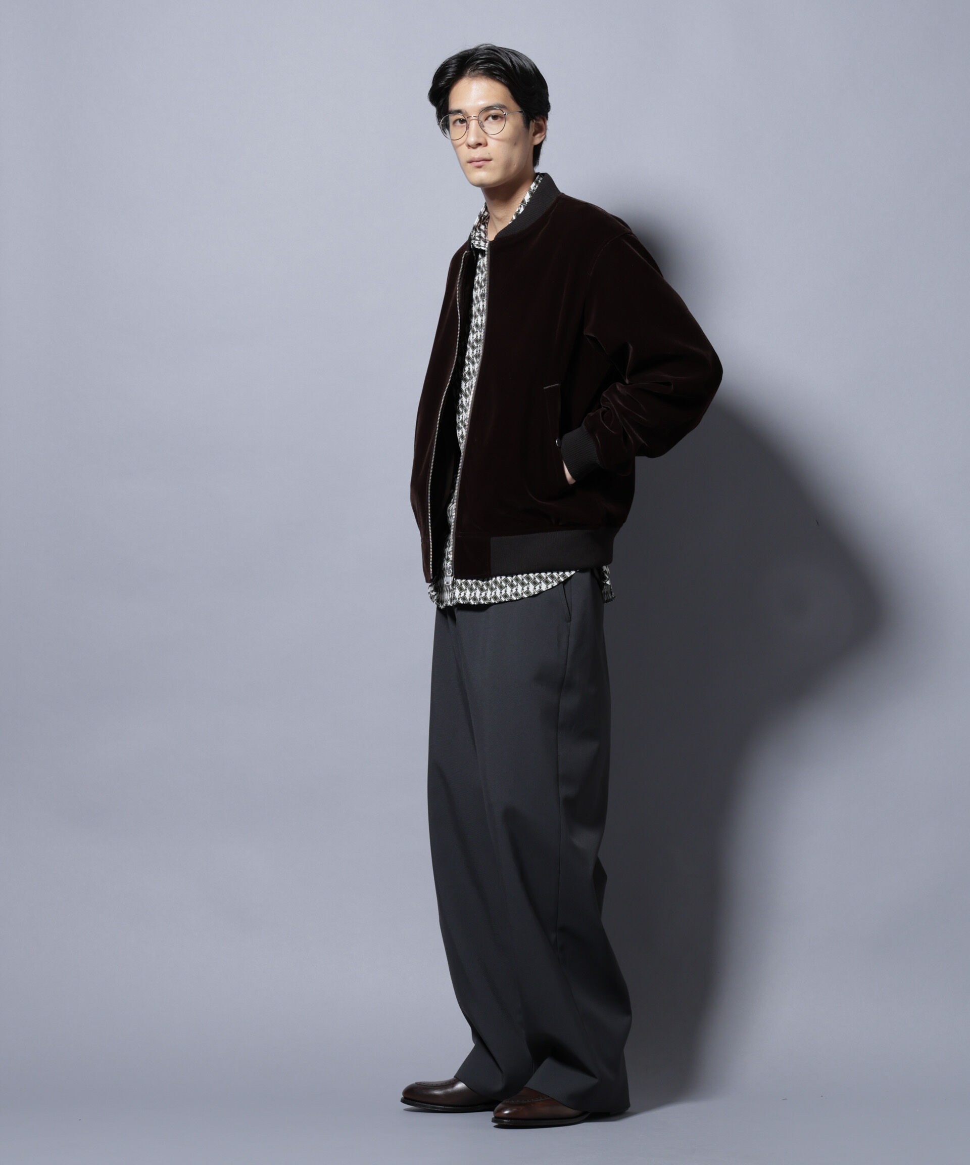 nano･universe「ベロア MA-1」|ブルゾン・スタジャン|