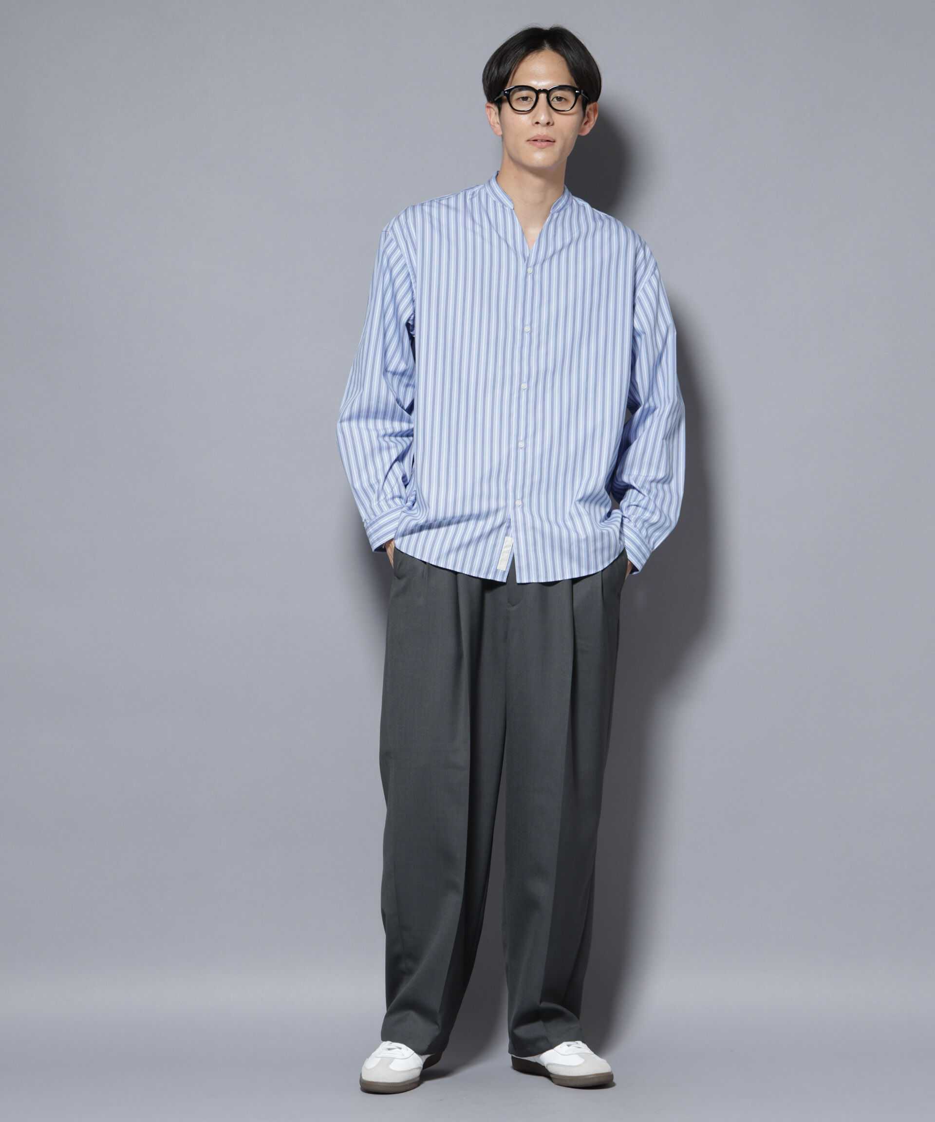 nano･universe「「大人のワイドシャツ」バンドカラー 長袖」|シャツ・ブラウス|