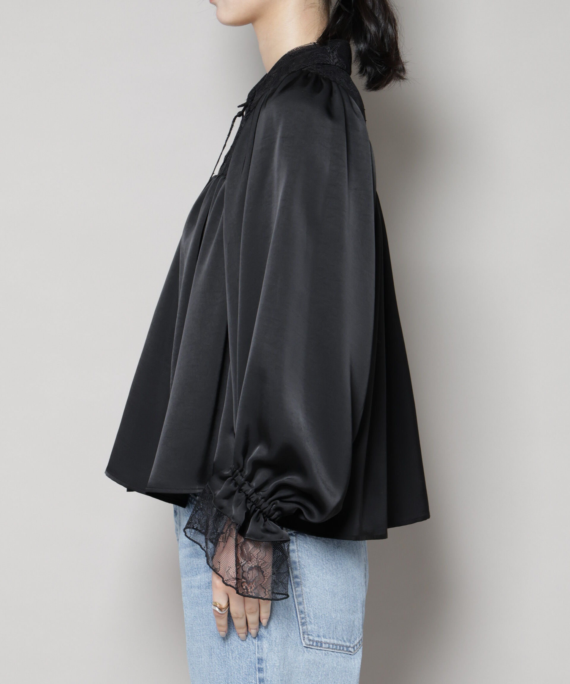 nano･universe「レースコンビギャザーブラウス」|シャツ・ブラウス|