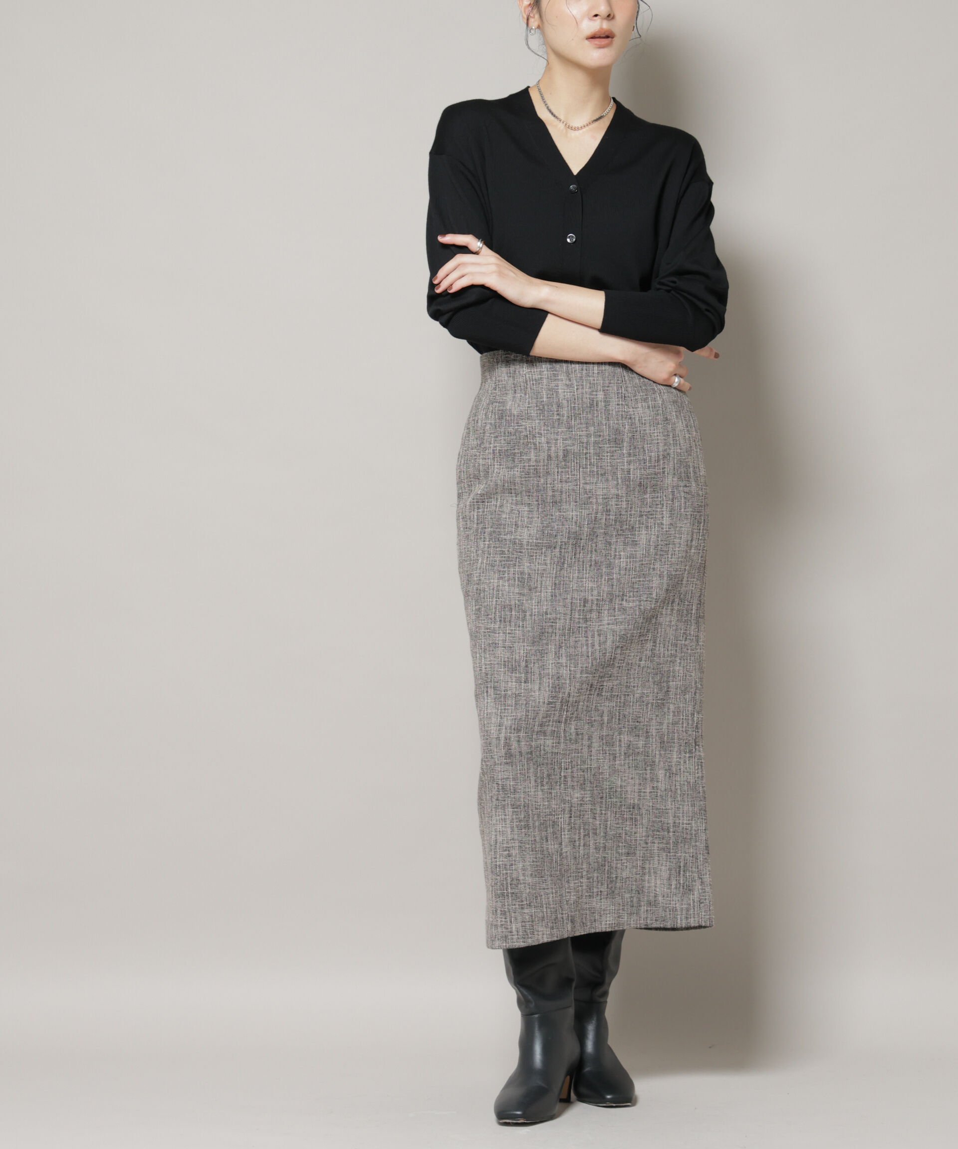 nano･universe「ツイードタイトスカート(セットアップ可)」|スカート|ブラウン