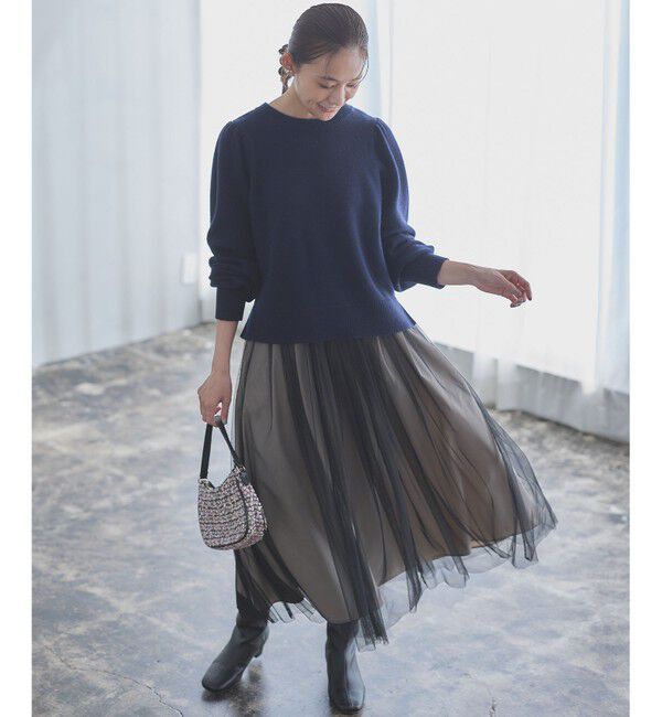 組曲「【8色展開・前後着用可】ウールカシミヤミックス パフスリーブ ニット」|ニット・セーター|